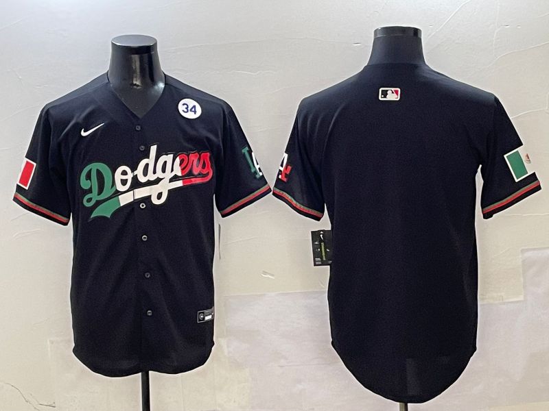Men Los Angeles Dodgers Blank Black Mexico Second generation Nike 2025 MLB Jersey style 4